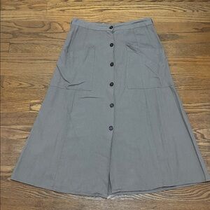 JUST LIVING Tan Linen Midi / Maxi Skirt medium